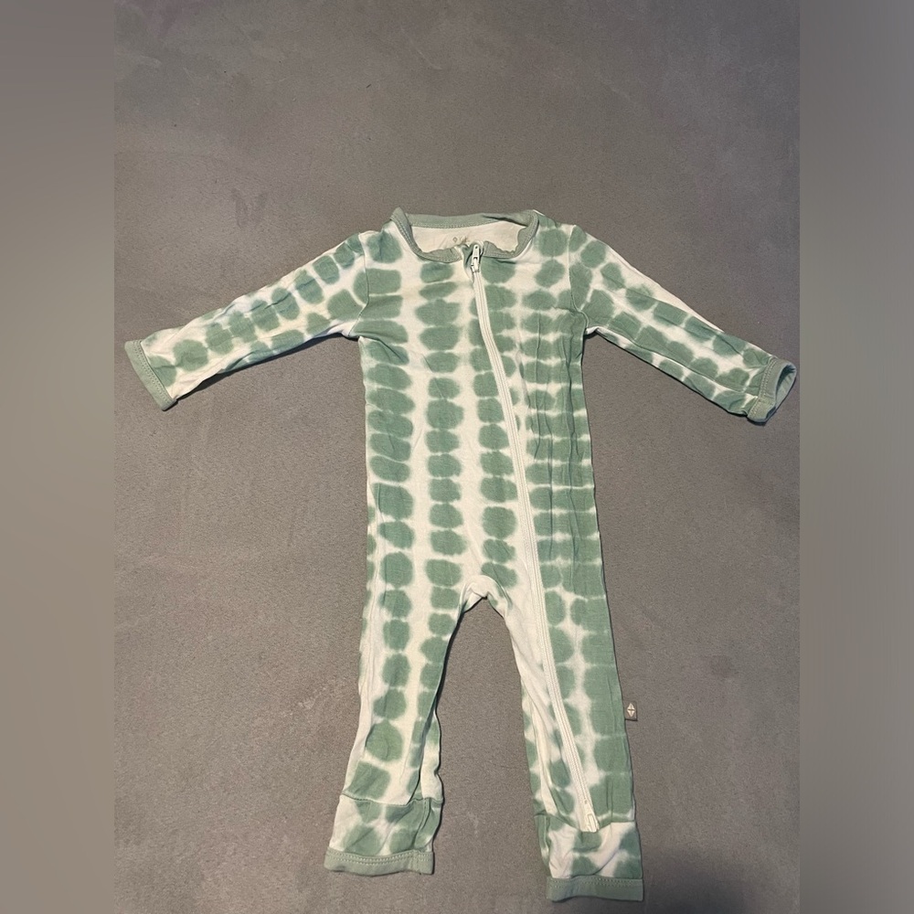 Kyte BABY sage riptide zipper romper, 3-6 months